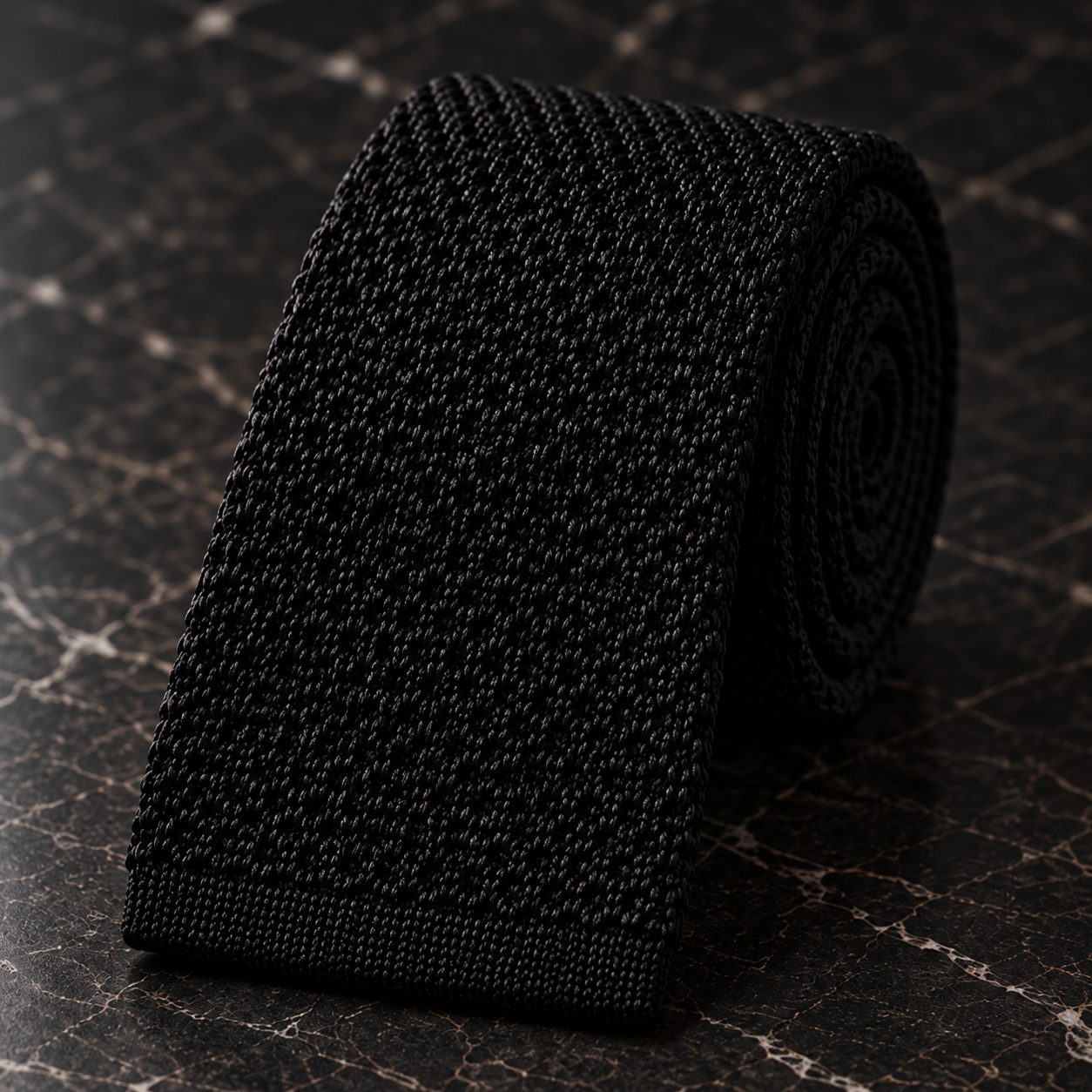 Silk Knit Tie — Black
