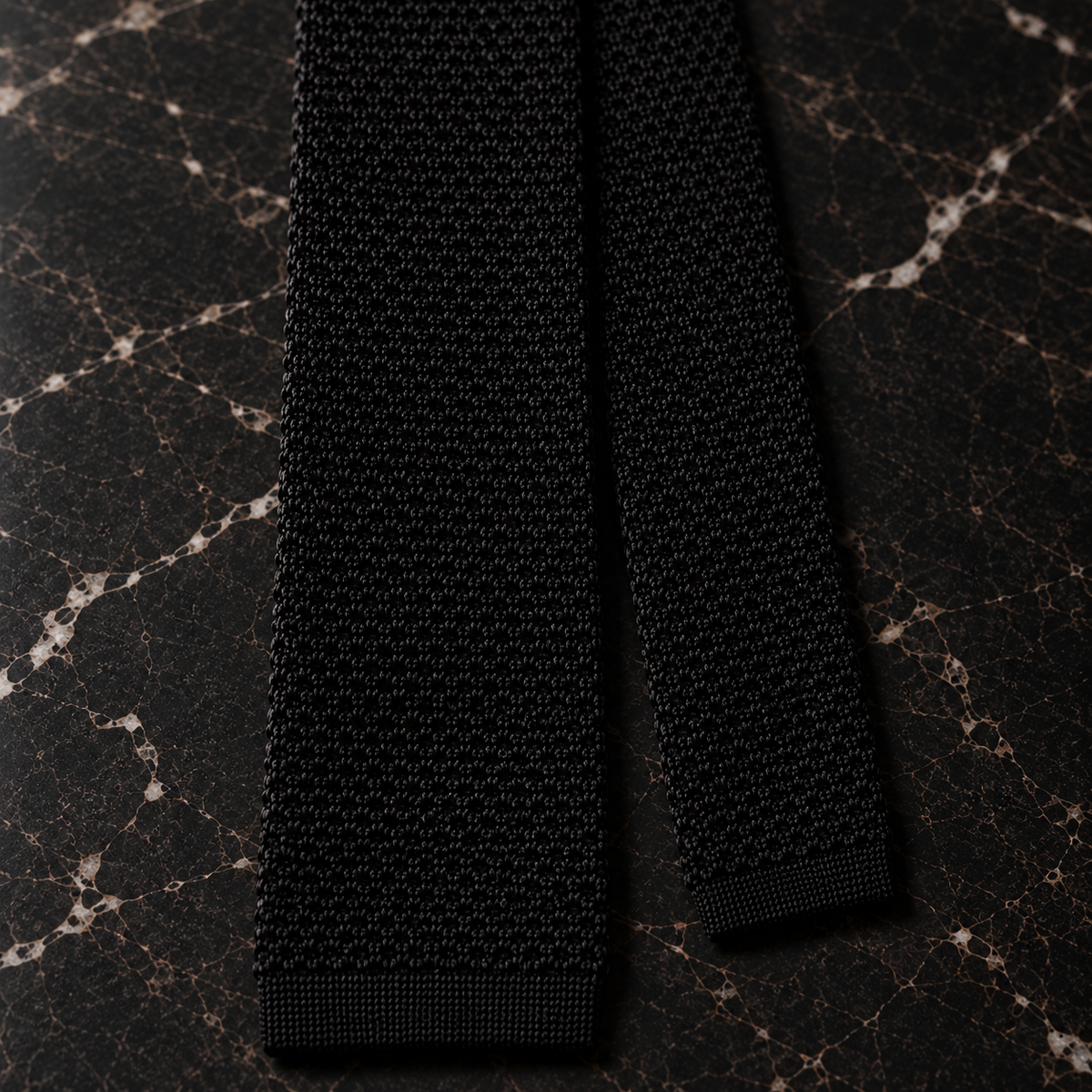 Silk Knit Tie — Black
