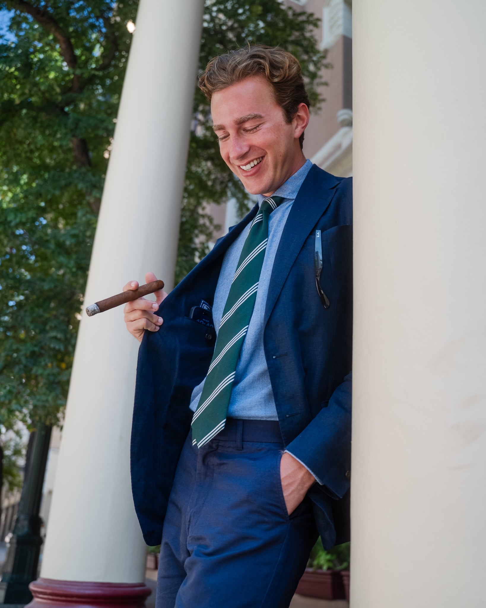 Tri-Stripe Tie — Country Club Green