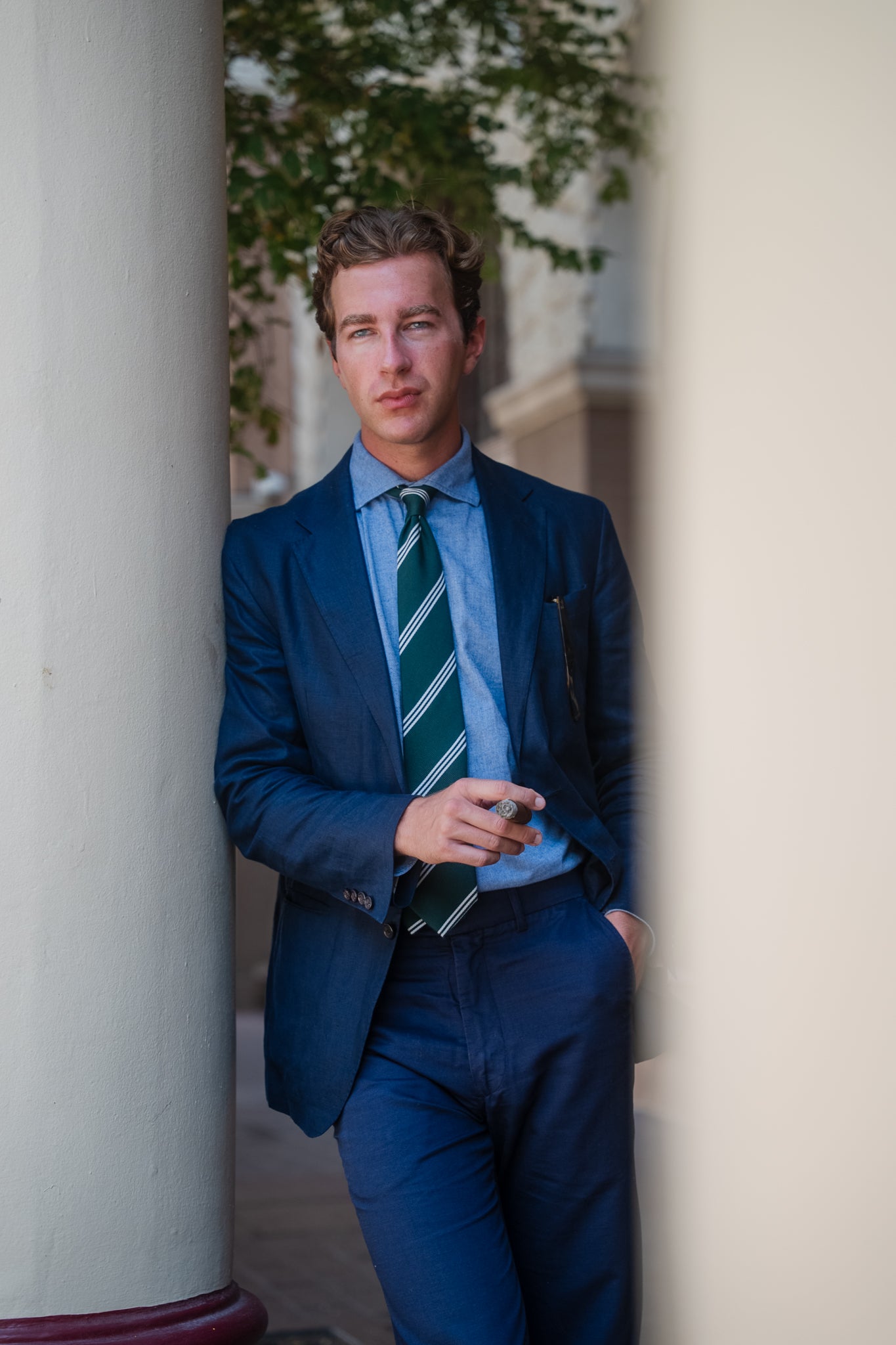 Tri-Stripe Tie — Country Club Green