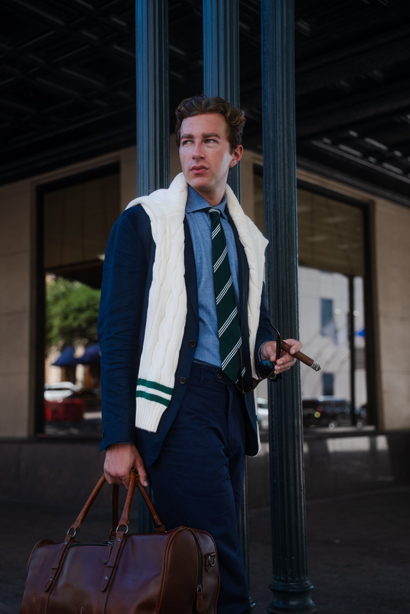 Tri-Stripe Tie — Country Club Green